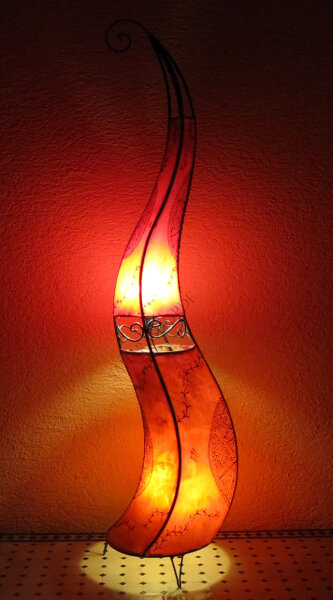 Orientalische Stehlampe "Henna-Rund" 150 cm Leder Rot